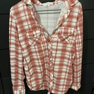 Pink and white flannel